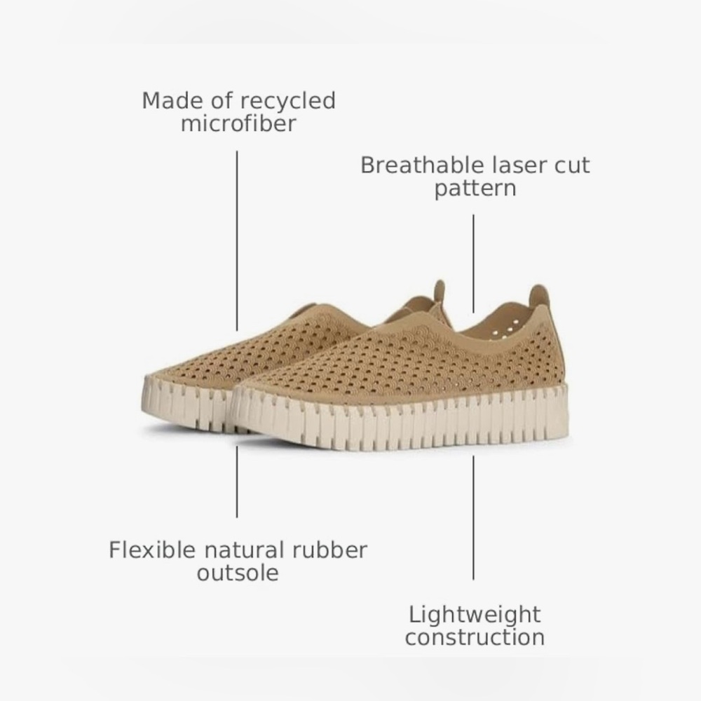 Casual Slip-On Laser Cut Sneakers in Tan